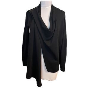 Stem Nordstrom Black Zipper Detail Cardigan Small Draped Raw Hem